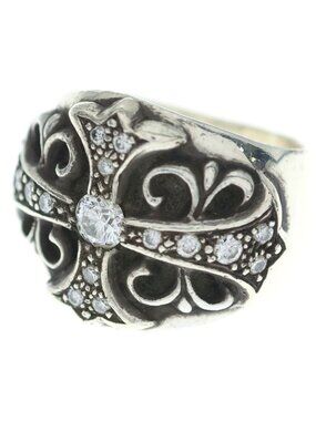 Chrome Hearts Keeper P Dia Ring Aftermarket Pave Diamond Silver